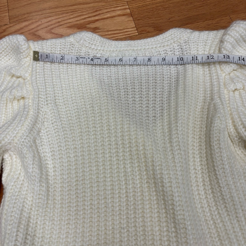 Preppy Coastal Anthropologie Current Air Puff Sleeve Cardigan - Picture 13 of 13